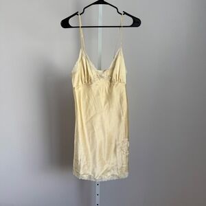 Secret Treasures Gold Lace Trim Slip Dress Lingerie Mini Dress Size M